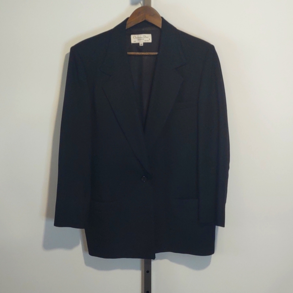 Christian Dior Women's Size 14 Black Wool Blazer EUC